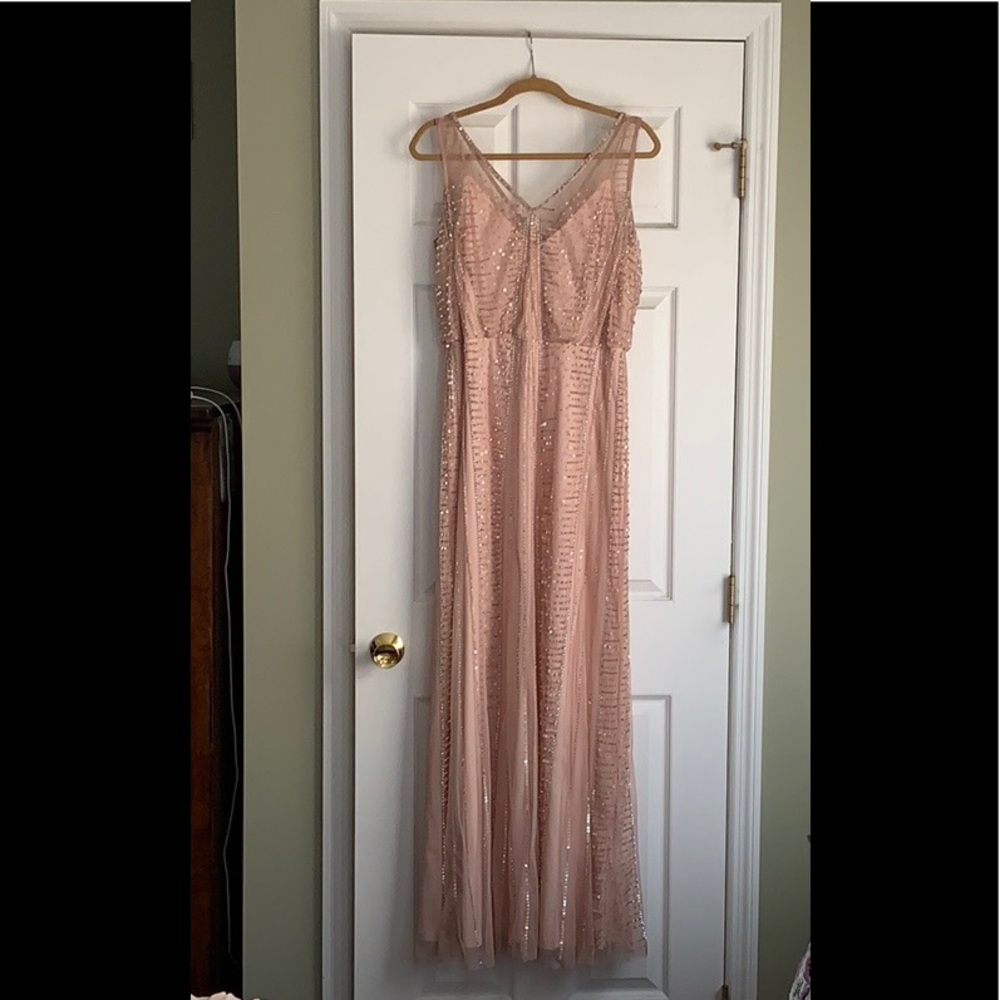 Beautiful beaded blush pink gown, VGUC